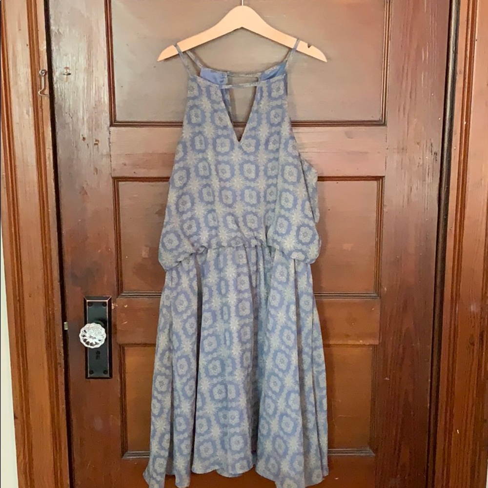 Blue patterned dress with straps